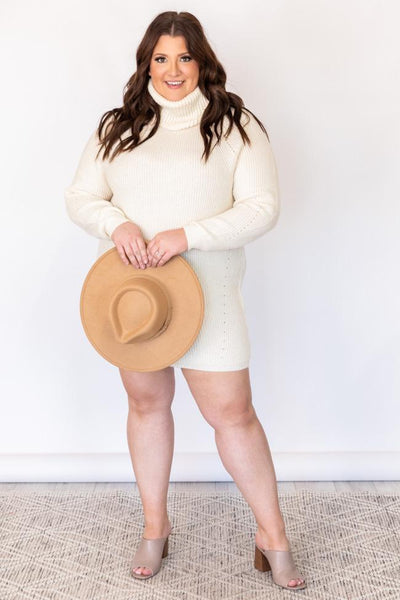 Stay Or Leave Cream Turtleneck Sweater Dress FINAL SALE