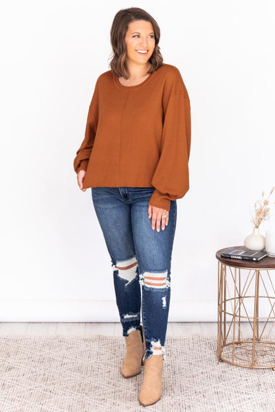 Replay That Song Burnt Orange Pullover