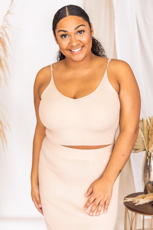 Day to Night Beige Ribbed Sweater Tank