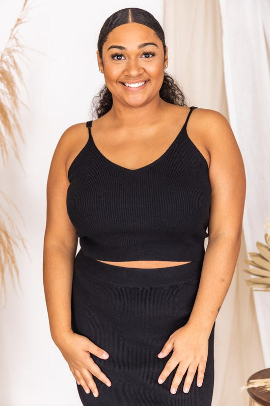 Day to Night Black Ribbed Sweater Tank