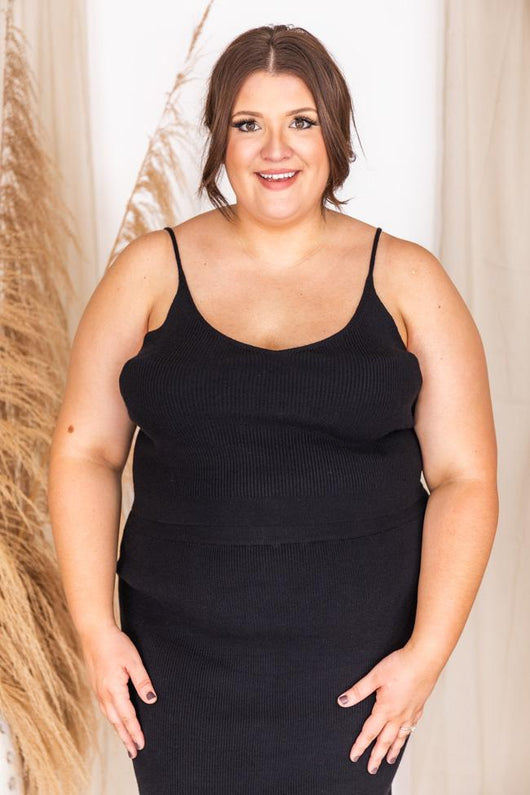 Day to Night Black Ribbed Sweater Tank