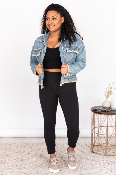 It's Too Late Embellished Denim Jacket