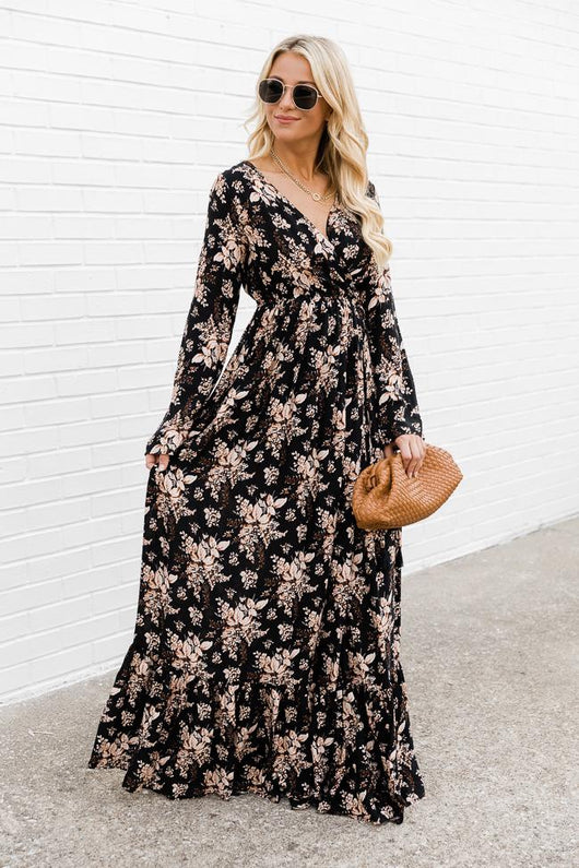 Soundtrack Of Us Black Floral Maxi Dress