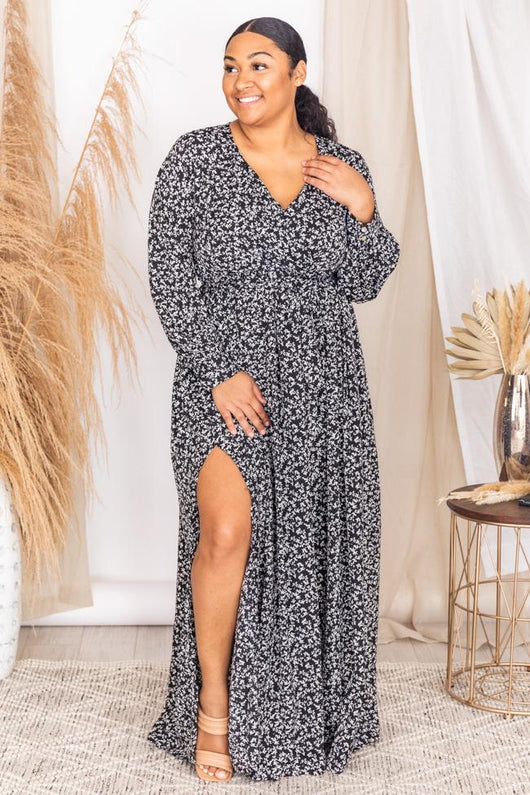 Stealing the Night Black Floral Maxi Dress