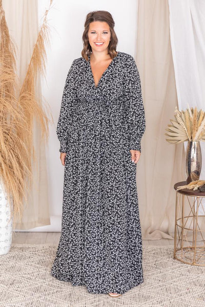 Stealing the Night Black Floral Maxi Dress