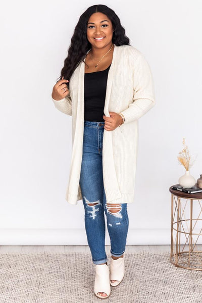 Mountain Views Cream Cable Knit Cardigan