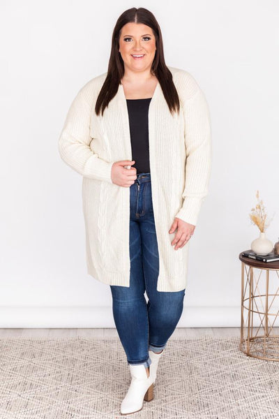 Mountain Views Cream Cable Knit Cardigan