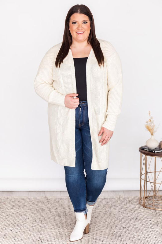 Mountain Views Cream Cable Knit Cardigan
