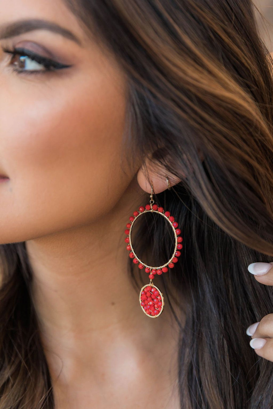 Make Your Statement Red Beaded Earrings