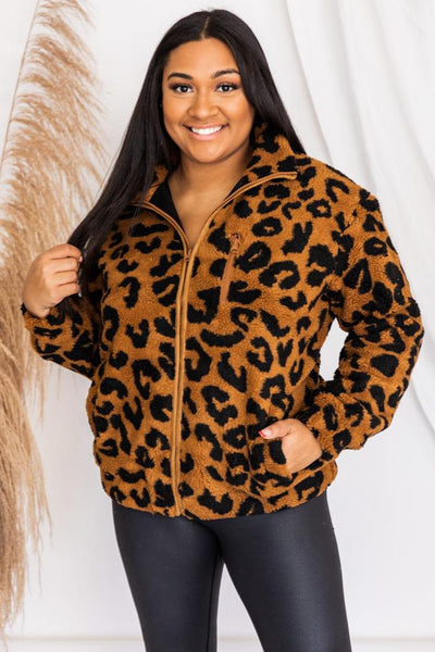 Enchant The Night Brown Animal Print Teddy Jacket FINAL SALE
