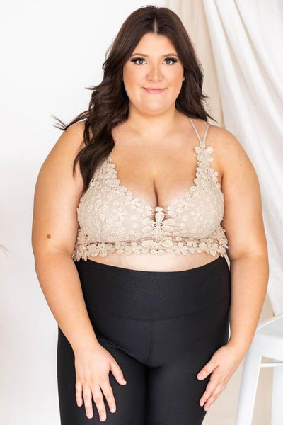 All The Romance Taupe Floral Lace Bralette