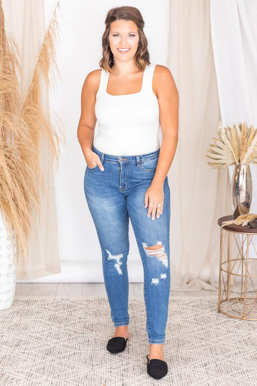Jody Medium Wash Distressed Skinny Jeans