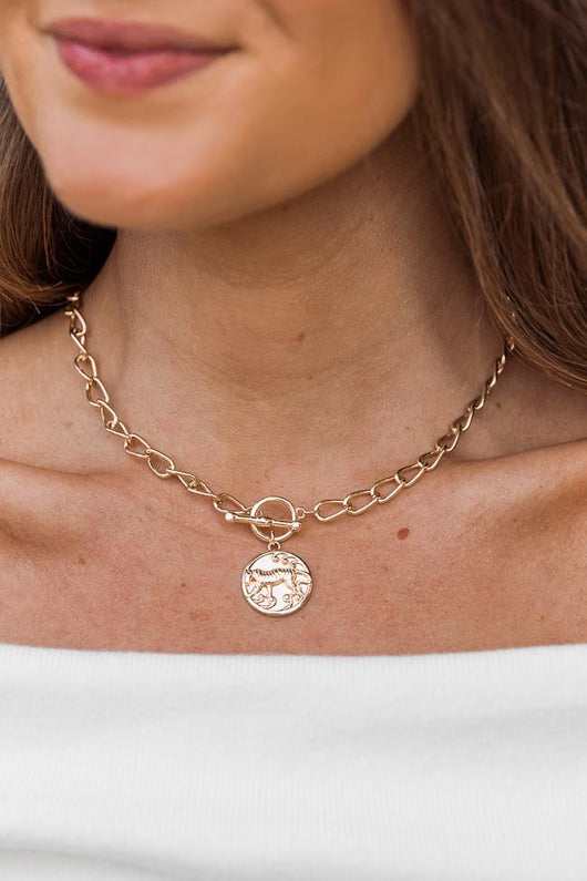 CAITLIN COVINGTON X PINK LILY The Lily Gold Lion Detail Coin Necklace