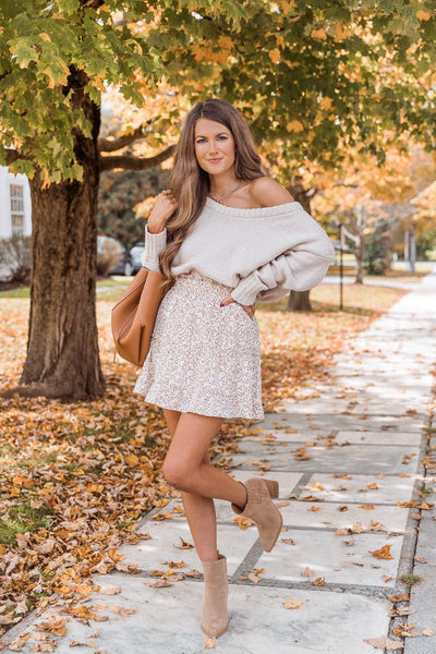 CAITLIN COVINGTON X PINK LILY The Becca Floral Brown Skater Skirt