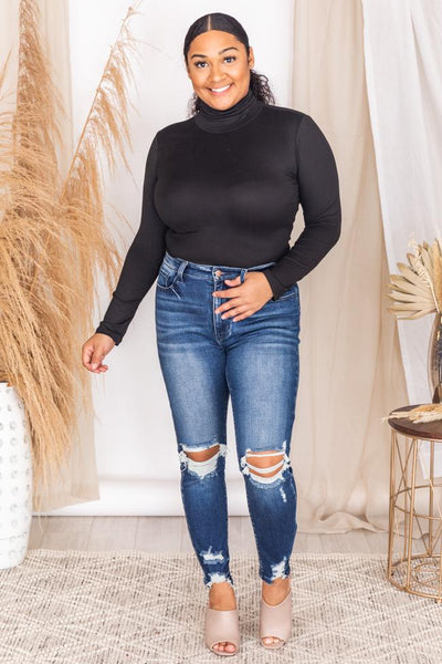 Wishful Heart Black Turtleneck Bodysuit