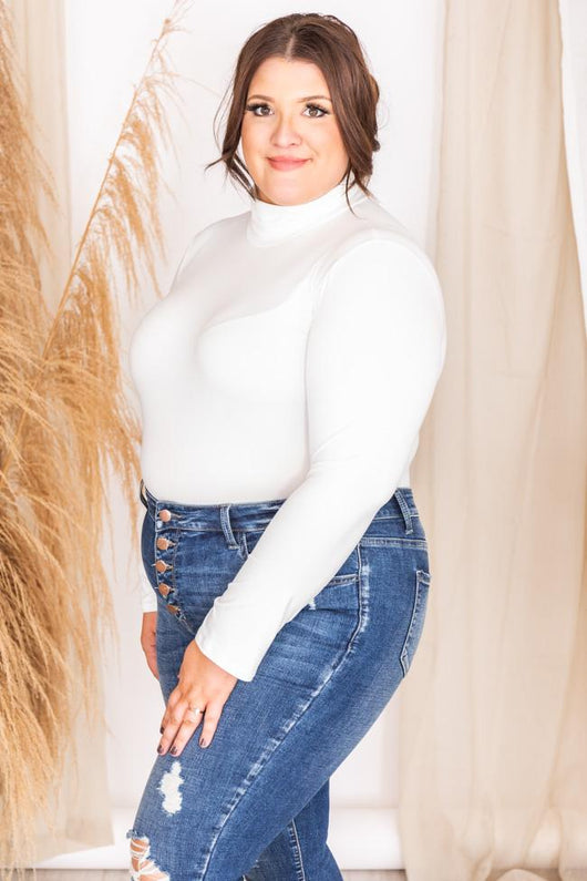 Wishful Heart White Turtleneck Bodysuit