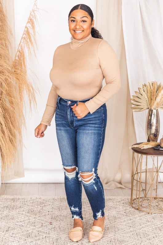 Wishful Heart Taupe Turtleneck Bodysuit