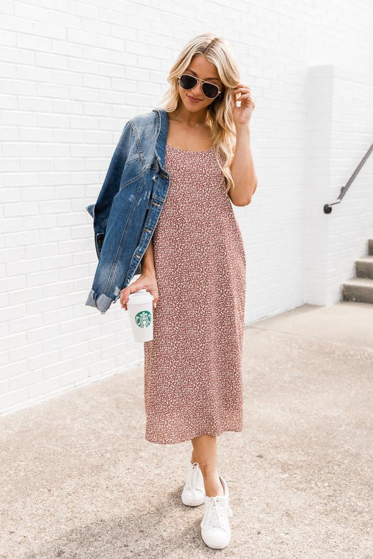 Wait Longer Blush Leopard Print Midi Dress