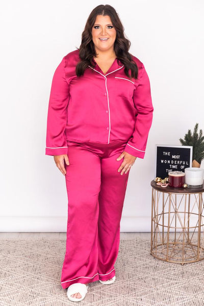 Short Story Berry Satin Lounge Pants