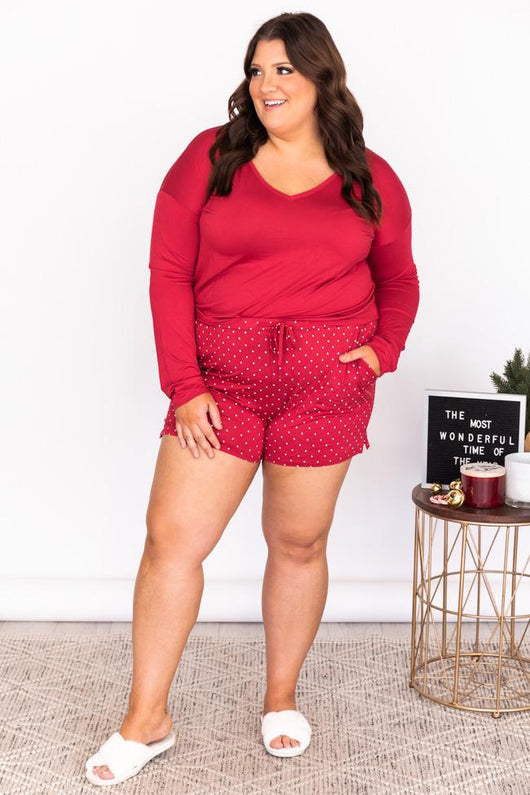 Wishing On Tomorrow Red V-Neck Pajama Top