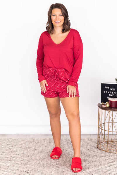 Wishing On Tomorrow Red V-Neck Pajama Top