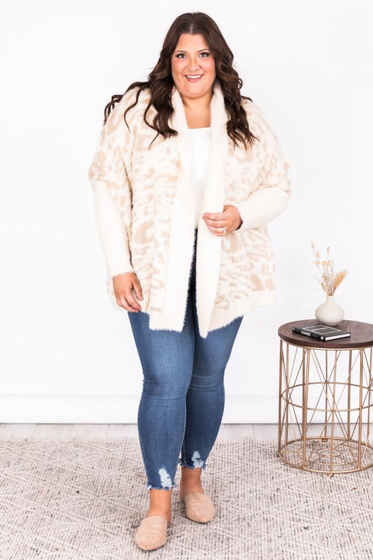 Caught Your Gaze Animal Print Ivory Cardigan