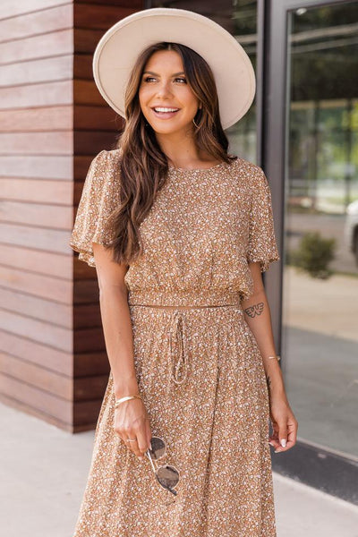 In the Moment Beige Floral Cropped Blouse FINAL SALE