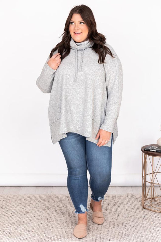 Obvious Reason Grey Turtleneck Oversized Pullover