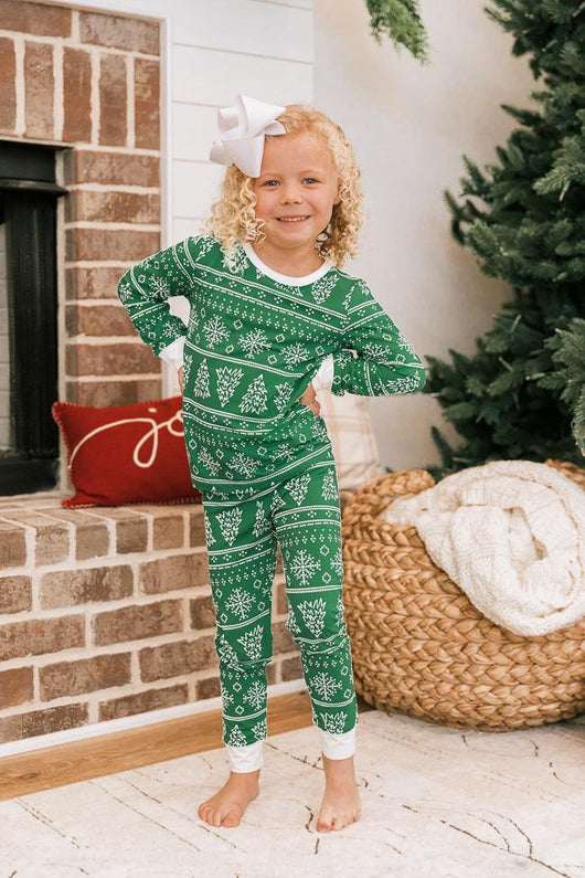 Right Timing Kid's Green Tree Printed Pajama Set