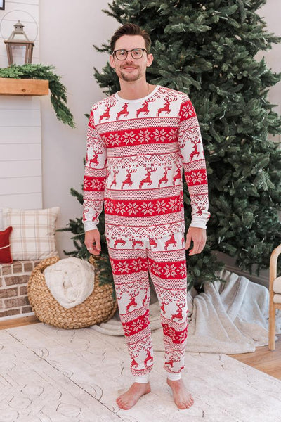 Frosty Nights Men's Ivory/Red Fair Isle Pajama Bottoms