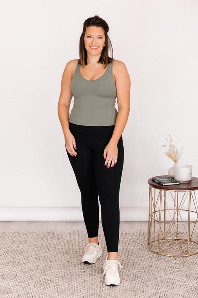 Miles Ahead Green V-Neck Tank Bra Top