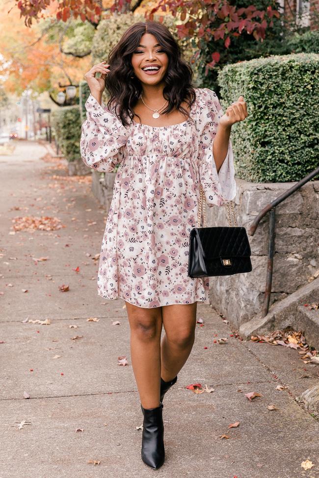 Exact Timing Taupe Ruched Bust Mini Dress