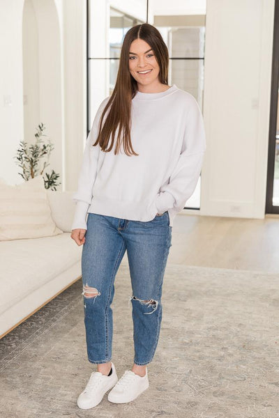 DARYL-ANN DENNER X PINK LILY Danielle White Oversized Crew Neck Sweater