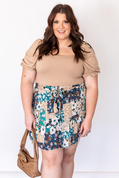 Admire From Afar Taupe Square Neck Bodysuit