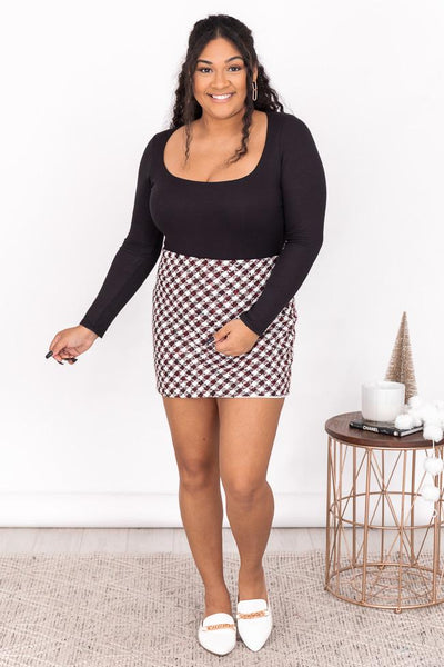 Easy To Forget Red Tweed Mini Skirt