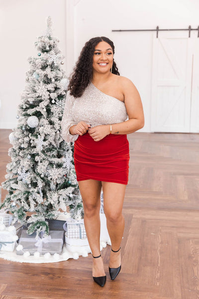 Inspirational Muse Red Velvet Mini Skirt