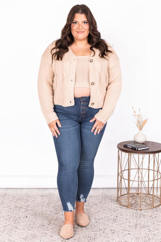 Undiscovered Talent Beige Two Piece Tank and Cardigan Set