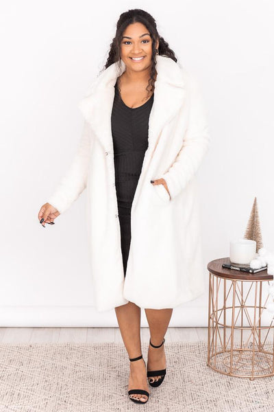 Surprise Entrance Cream Long Fur Coat