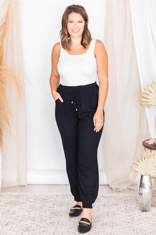 Dedicated Love Black Linen Joggers