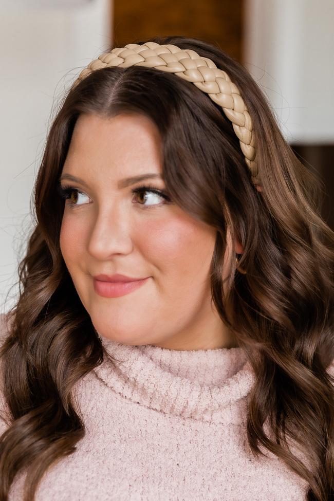 Someone Just Like Me Ivory Braided Leather Headband