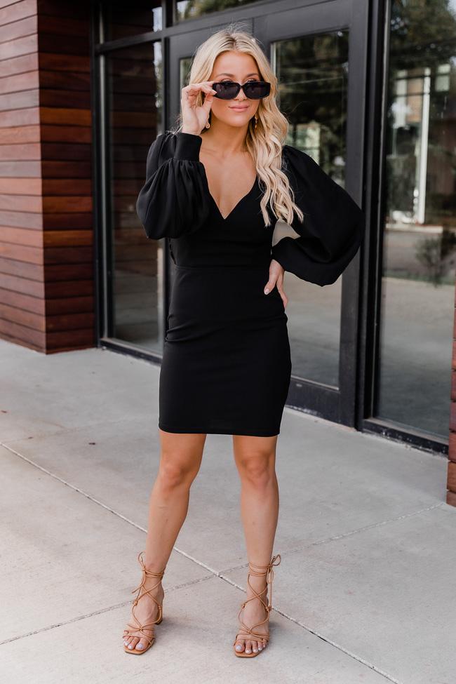 Moonlit Dance Black Open Back Bodycon Dress