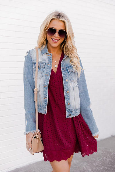 You Found My Heart Burgundy Romper