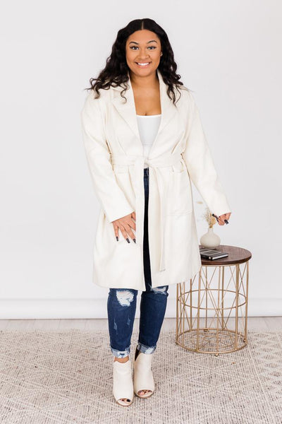No Doubts In Mind Cream Belted Coat