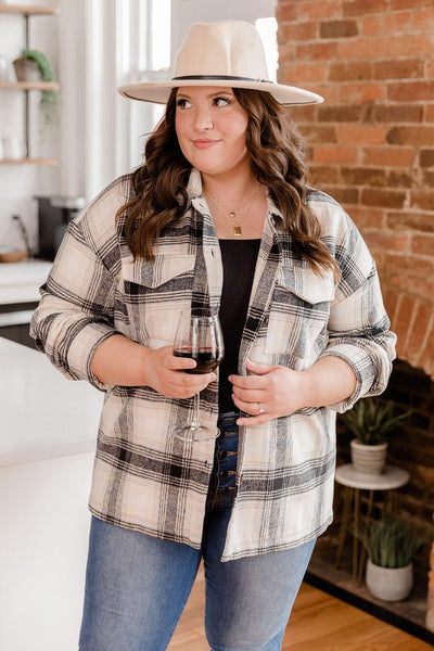 Sweet Ambition Black/Beige Plaid Shacket