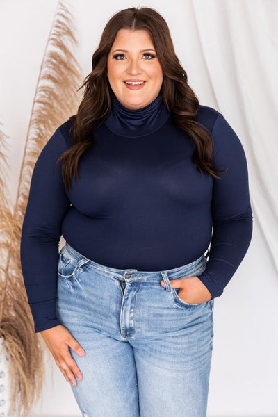 Wishful Heart Navy Turtleneck Bodysuit