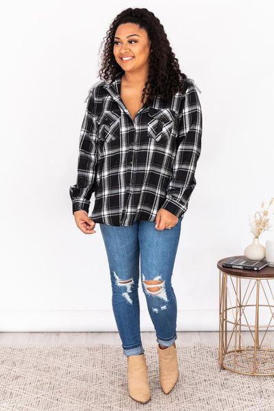 Deserve The Best Black Plaid Blouse
