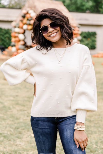 Don't Waste Time Cream Textured Sweater