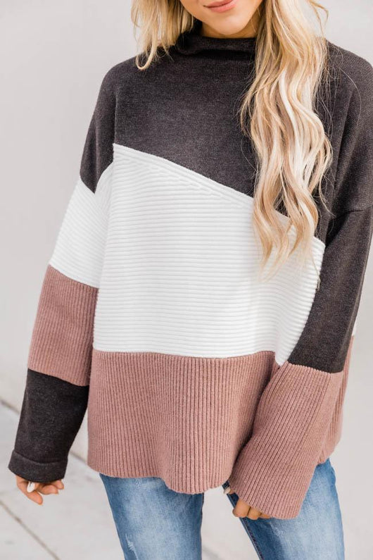Endless Possibilities Colorblock Turtleneck Black Sweater