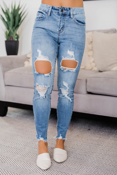 Sharon Distressed Jeans Medium Wash