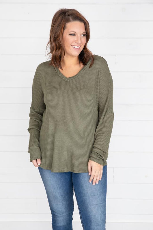 Living Lovely Olive Blouse
